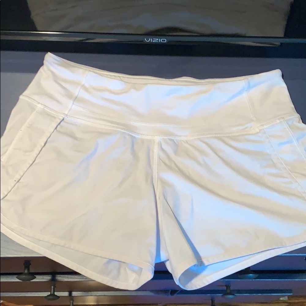 White lululemon speed-up shorts